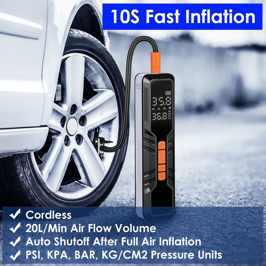 150PSI Portable Tire Inflator Cordless Digital Air Compressor Compact Air Pump with 5 Inflation Modes 3 Light Modes Emergency Power Bank - Cargonaut Supply