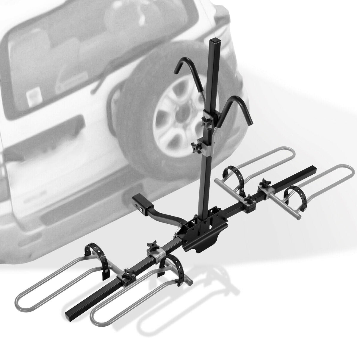 2-Bike Hitch Mount Bike Rack for 1-1/4 Inch or 2 Inch Receiver-Black - Cargonaut Supply