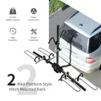 2-Bike Hitch Mount Bike Rack for 1-1/4 Inch or 2 Inch Receiver-Black - Cargonaut Supply