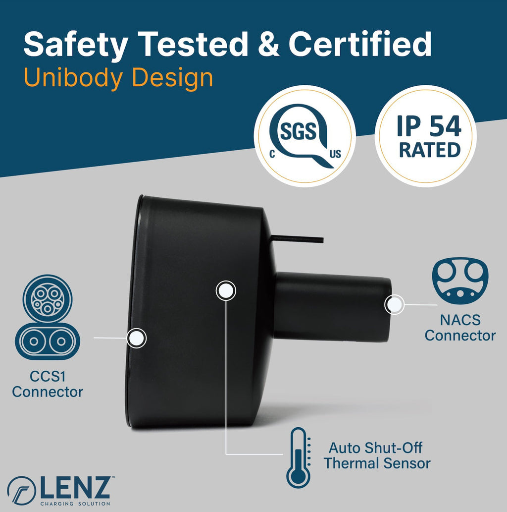 LENZ CCS1 to NACS Port EV & Tesla EV Charging Adapter (Collective)