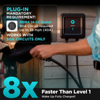 EVIQO NACS Level 2 EV Charger, 40A (9.6kW), 240V, NEMA 14-50 Plug-In