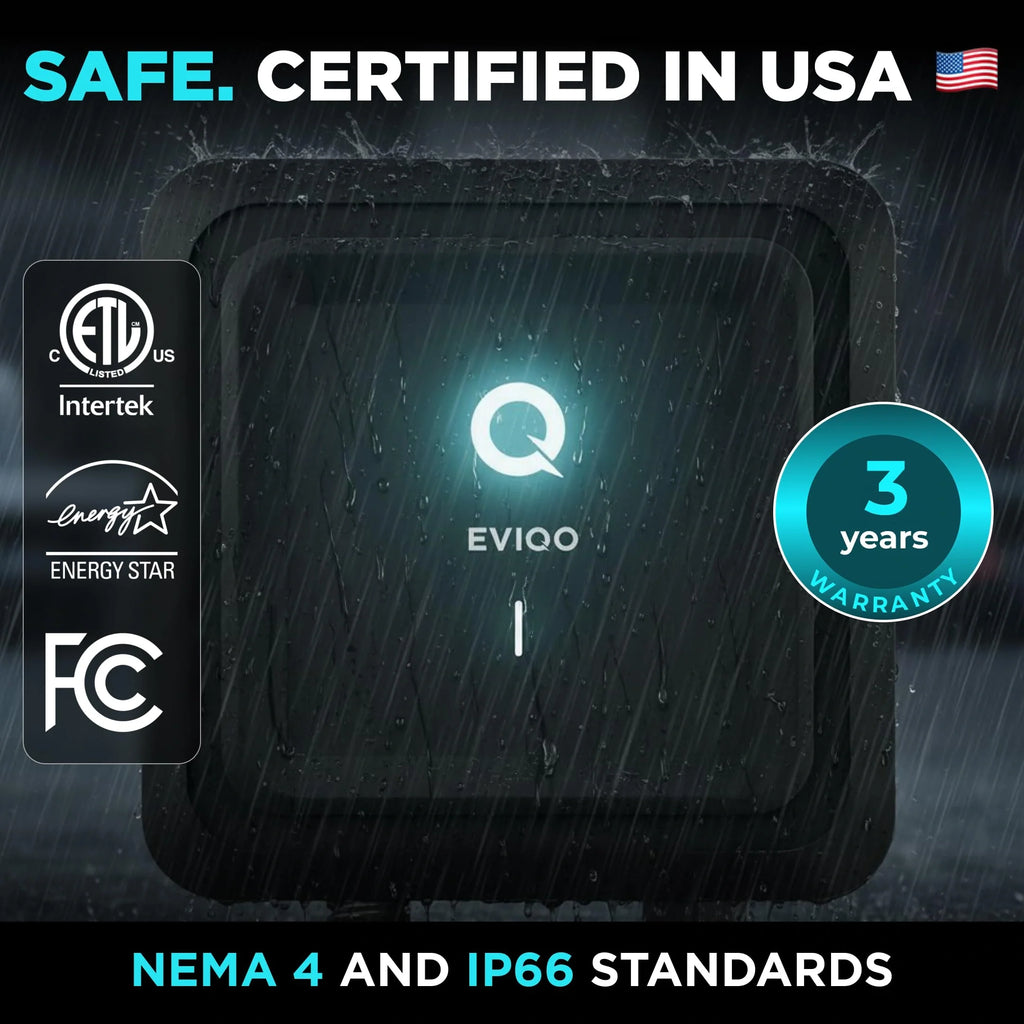 EVIQO NACS Level 2 EV Charger, 40A (9.6kW), 240V, NEMA 14-50 Plug-In