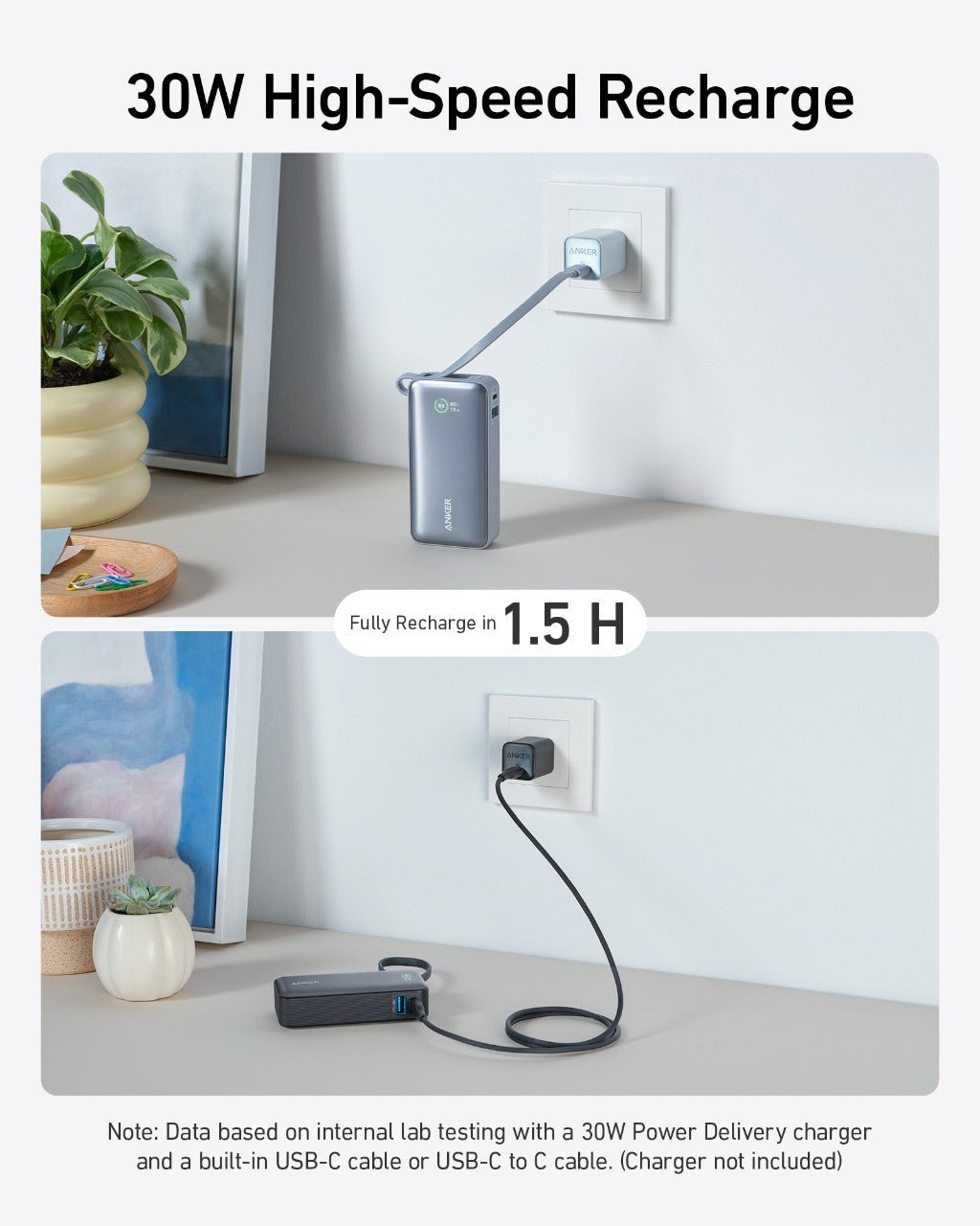 Anker Nano Power Bank (30W, Built-In USB-C Cable) - Cargonaut Supply