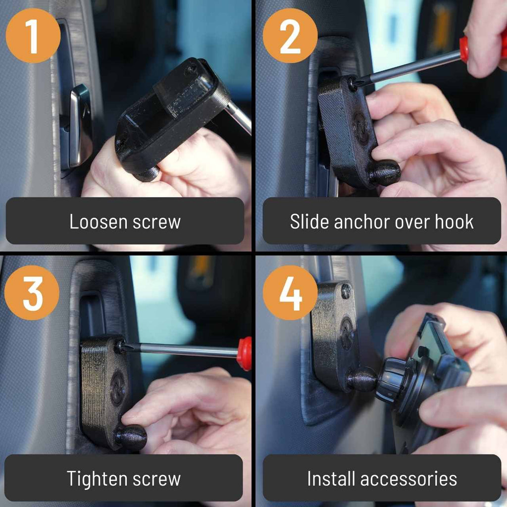 Back Seat Tablet/Phone Mount Anchor for Rivian R1T, R1S, and R2 - Cargonaut Supply