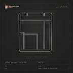 Top-view drawing of the 5-compartment Squared Away Console Tray showing its compartment layout and two cable cutouts