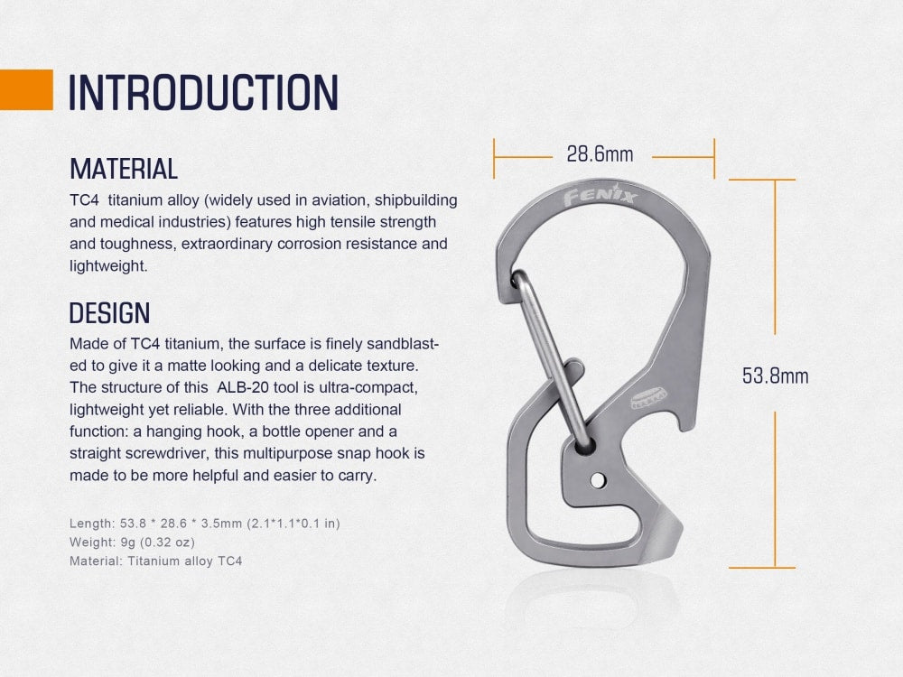 Fenix ALB-20 Multi-Purpose Snap Hook - Cargonaut Supply