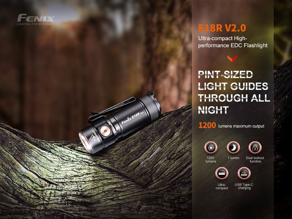 Fenix E18R V2 Rechargeable LED Flashlight - Cargonaut Supply
