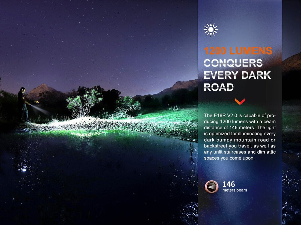 Fenix E18R V2 Rechargeable LED Flashlight - Cargonaut Supply