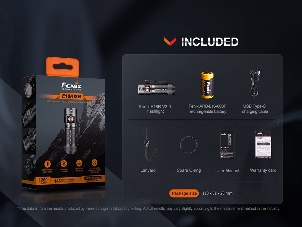 Fenix E18R V2 Rechargeable LED Flashlight - Cargonaut Supply