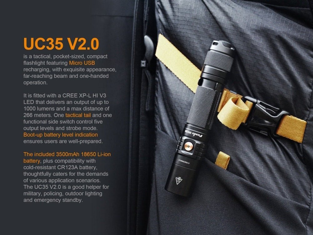 Fenix UC35 V2.0 LED Rechargeable EDC Flashlight - Cargonaut Supply