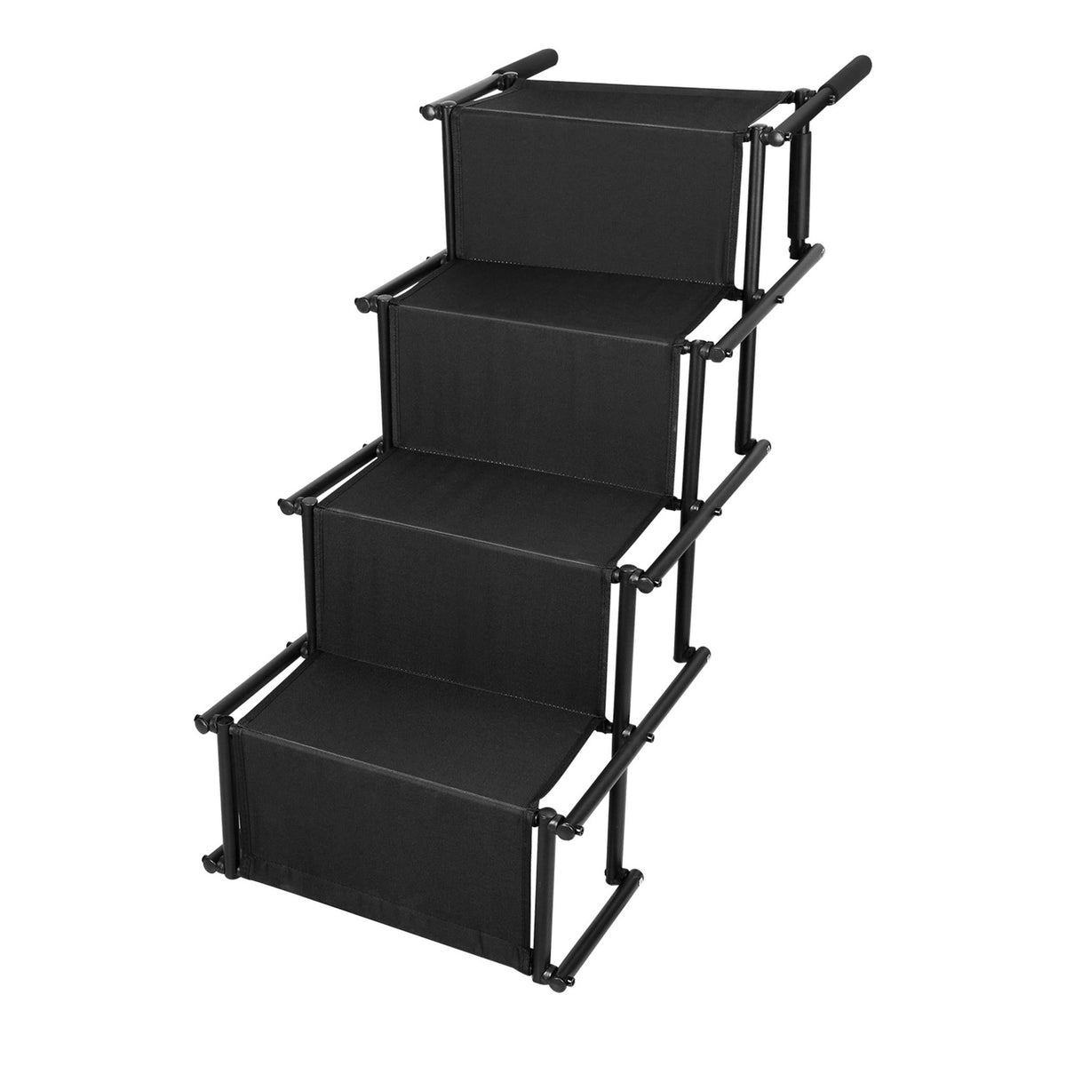 Foldable Dog Ramp 4 Step Collaspible Non Slip Stairs for Car Trucks SUV 176LBS Load Oxford Fabric Steel Ladders with Straps Tether Clip - Cargonaut Supply
