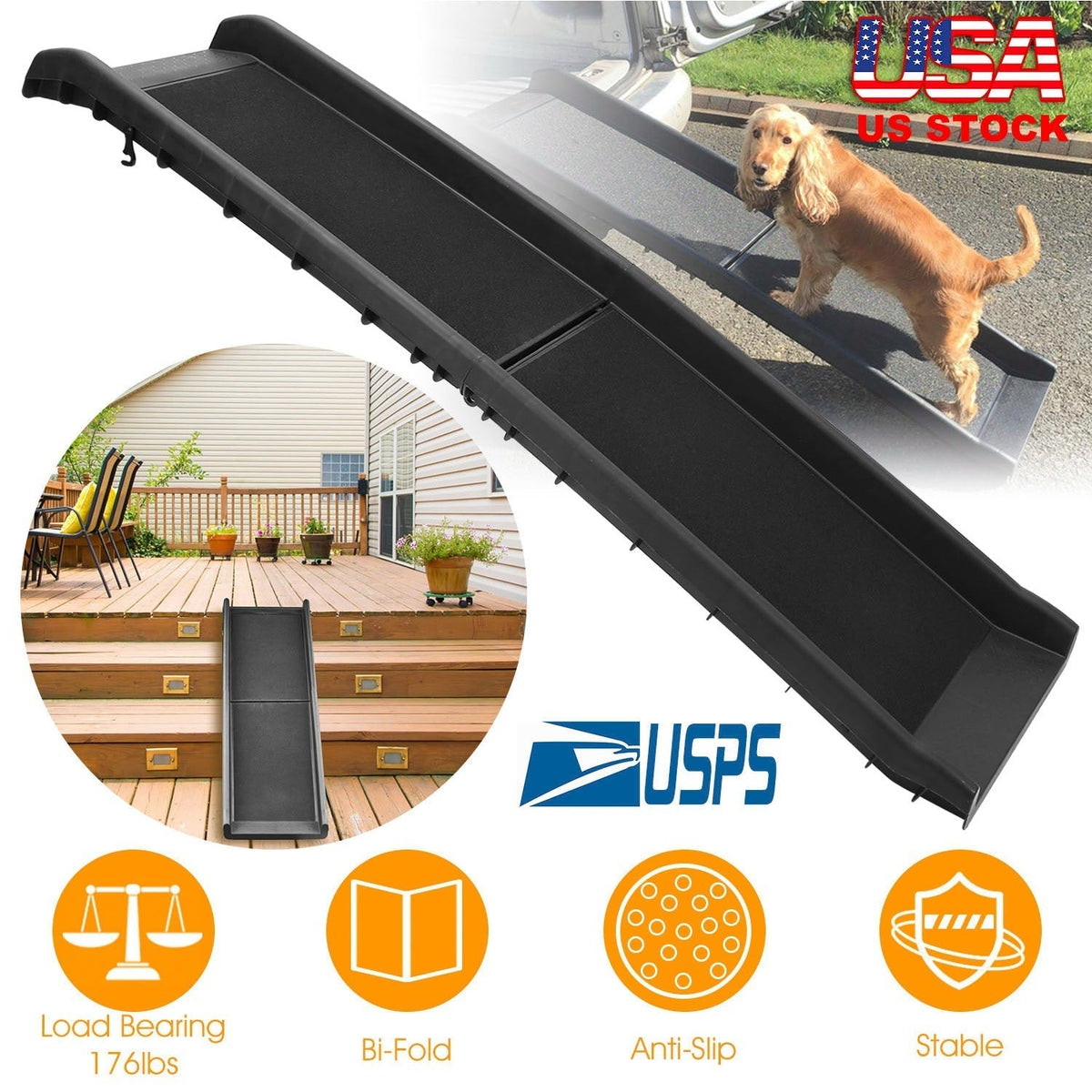 Foldable Pet Ramp Dog Car Ramp 176lbs Load Non-Skid Outdoor Travel Dog Car Ramp for Cars SUVs Trucks - Cargonaut Supply