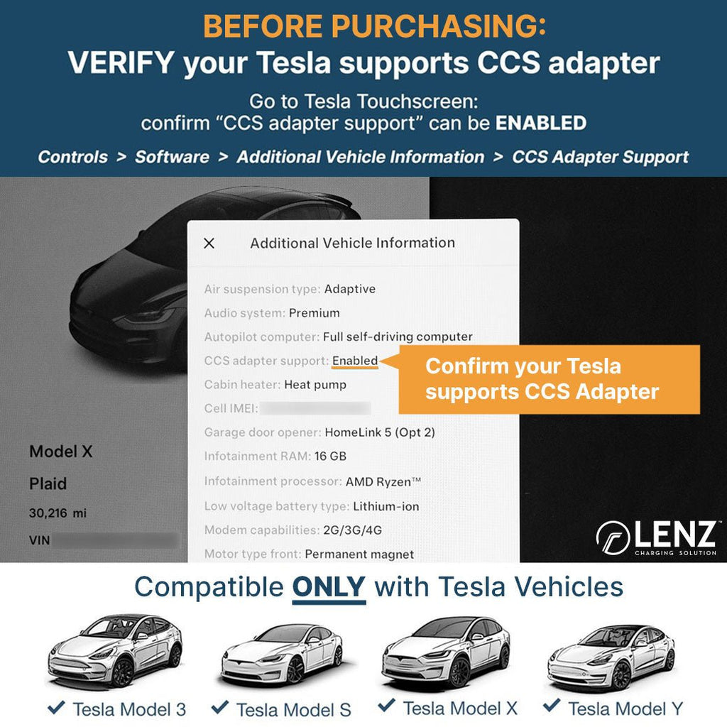 LENZ CCS1 to NACS Port (Tesla) Charging Adapter - Cargonaut Supply