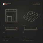 Squared Away Tray Fitted drawing sheet showing the glasses channel, card holder and pen slot