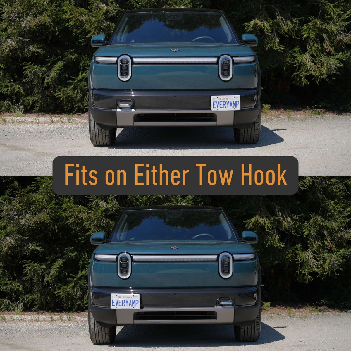 Tow Hook Front License Plate Mount for Rivian R2 - Cargonaut Supply