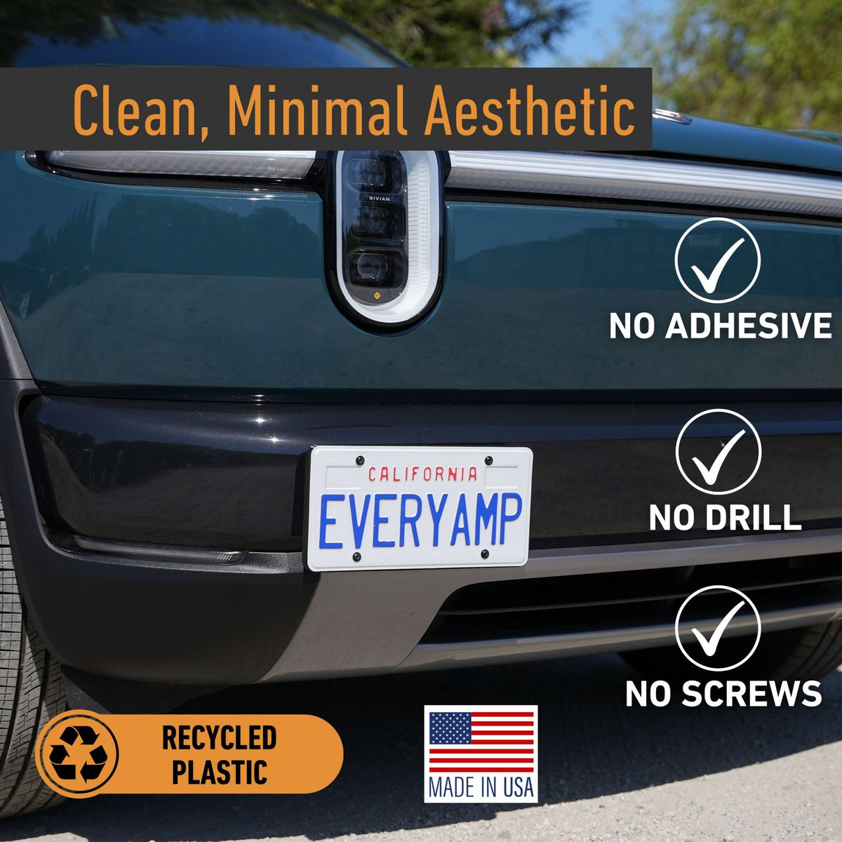Tow Hook Front License Plate Mount for Rivian R2 - Cargonaut Supply